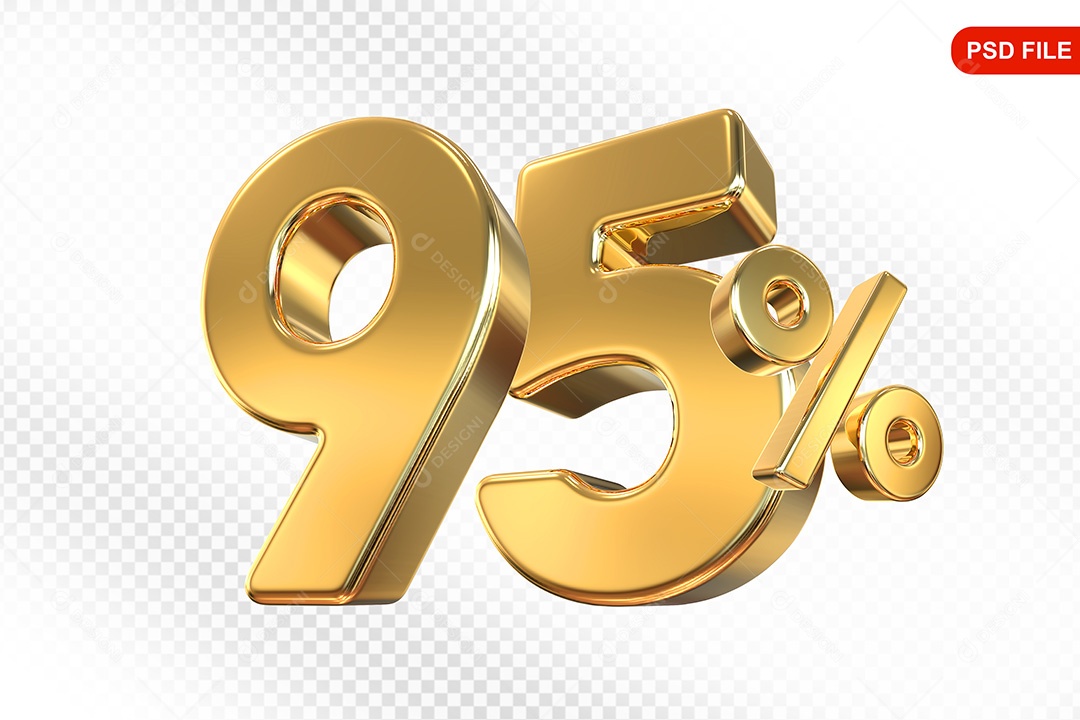 Elemento 3D Número 95% Dourado Para Composição PSD