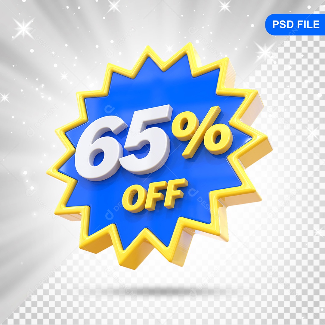 Elemento 3D Azul 65% Off Para Composição PSD