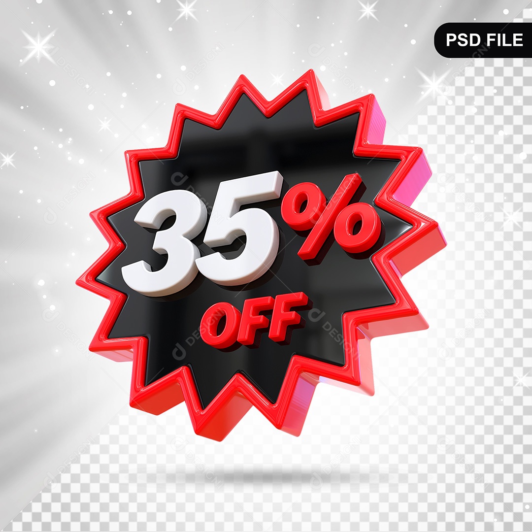 Elemento 3D Preto 35% Off Para Composição PSD