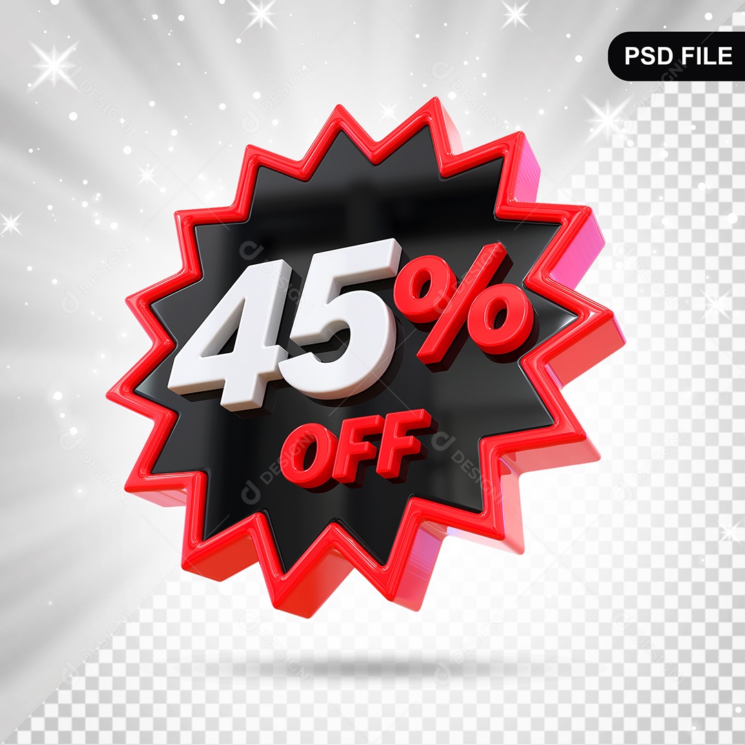 Elemento 3D Preto 45% Off Para Composição PSD