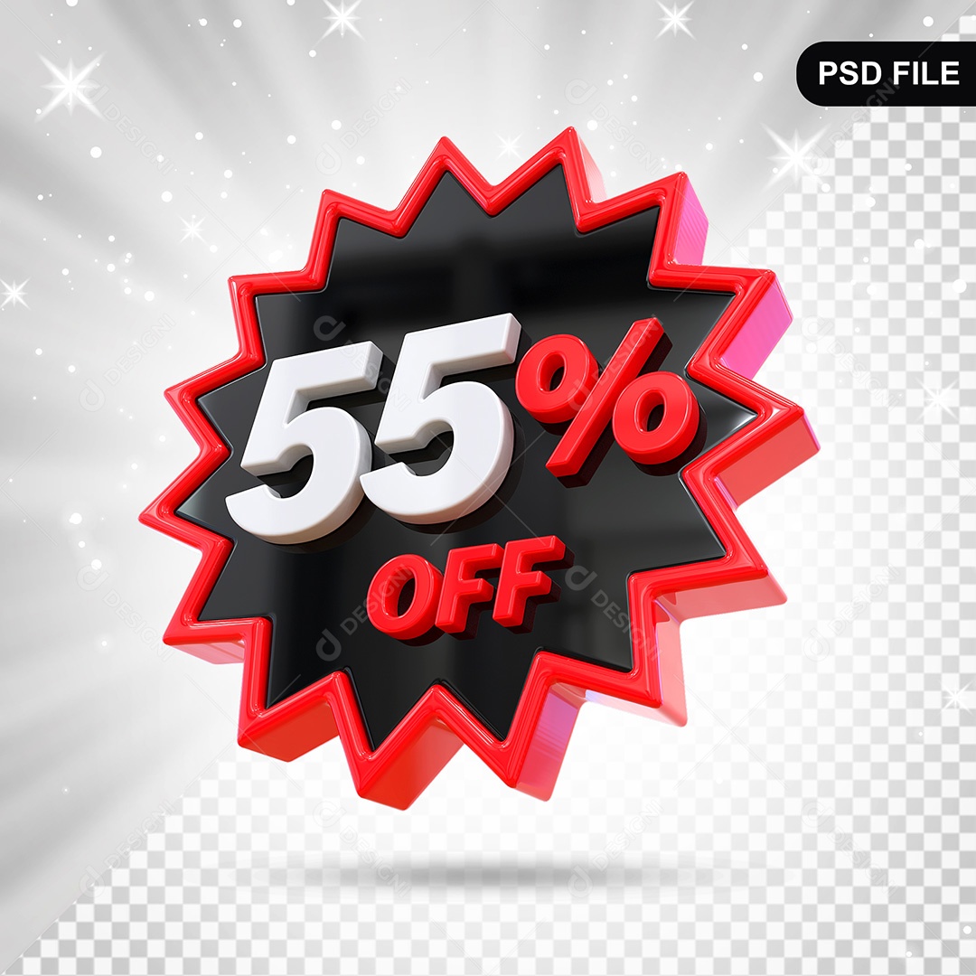 Elemento 3D Preto 55% Off Para Composição PSD