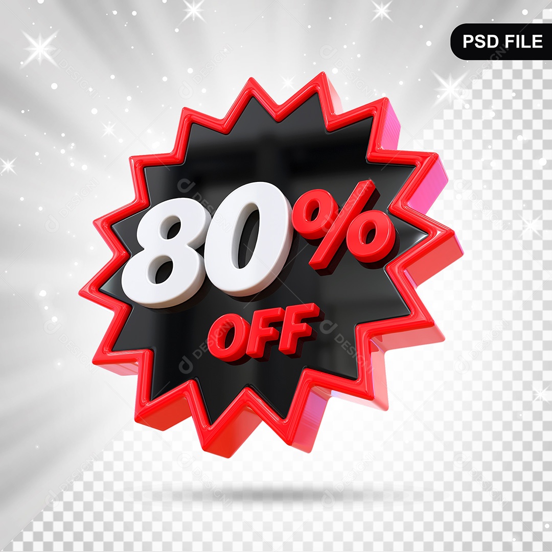 Elemento 3D Preto 80% Off Para Composição PSD