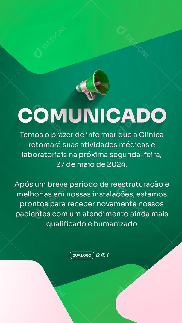 Story Comunicado Importante Clinica Social Media PSD Editável