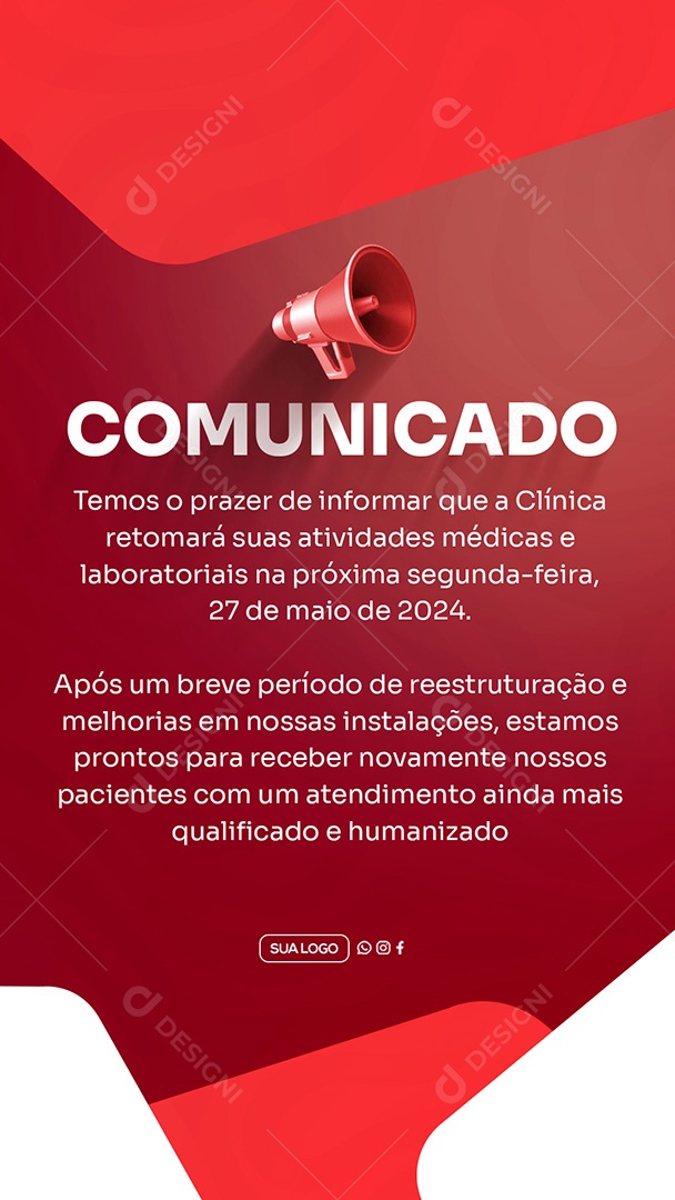 Story Comunicado Importante Clinica Social Media PSD Editável