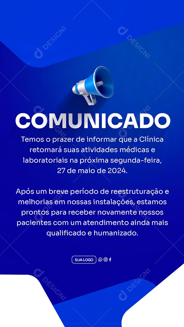 Story Comunicado Importante Clinica Social Media PSD Editável