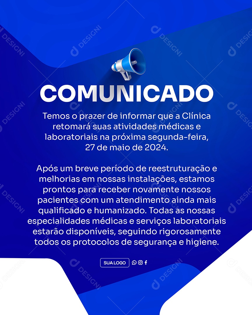 Comunicado Importante Clinica Social Media PSD Editável