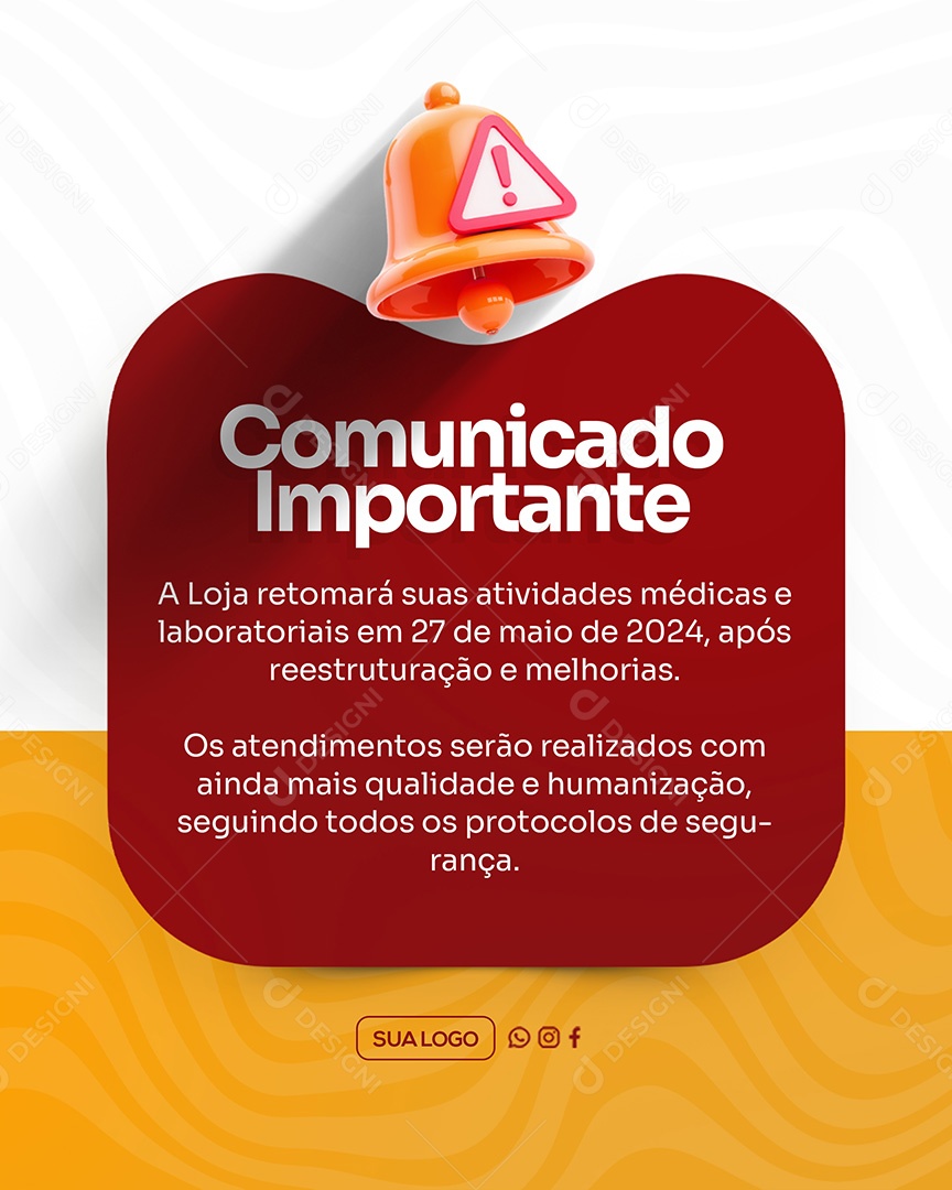 Story Comunicado Importante Loja Social Media PSD Editável