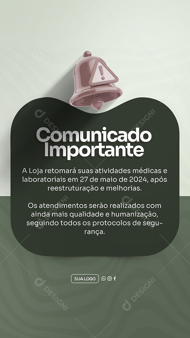 Story Comunicado Importante Loja Social Media PSD Editável