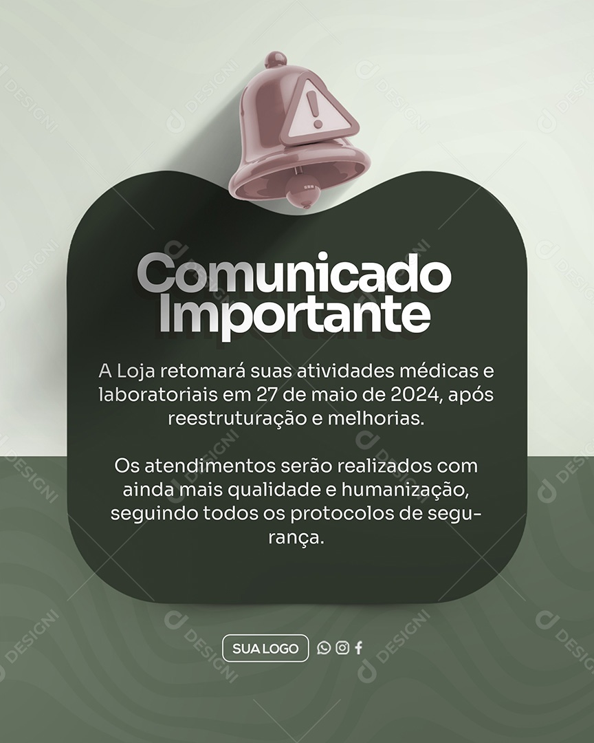 Comunicado Importante Loja Social Media PSD Editável