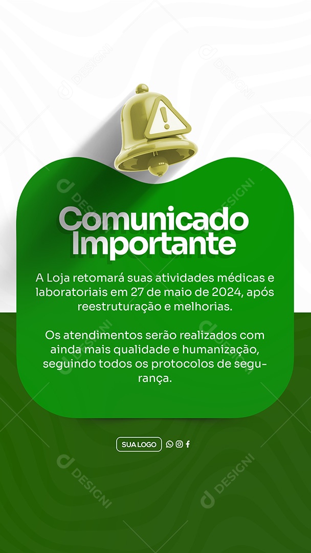 Story Comunicado Importante Loja Social Media PSD Editável