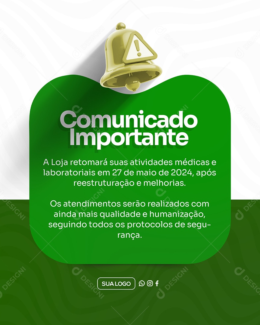 Comunicado Importante Loja Social Media PSD Editável