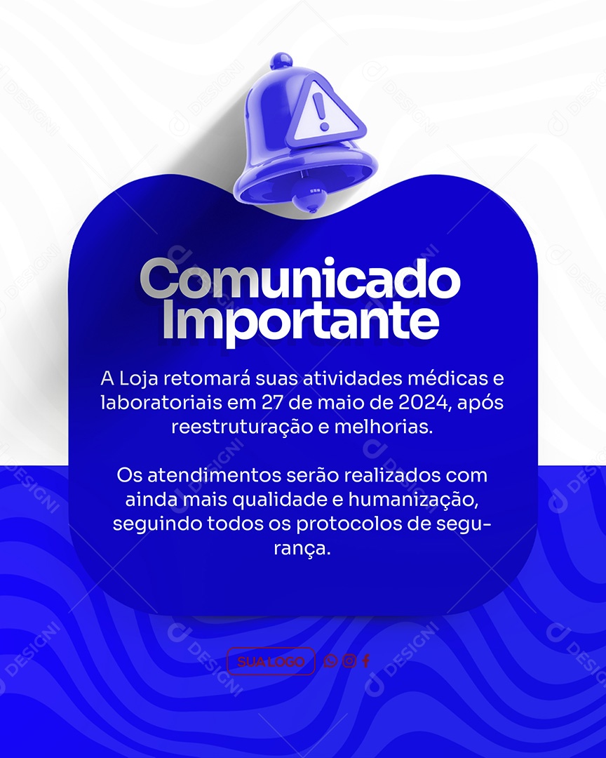 Comunicado Importante Loja Social Media PSD Editável