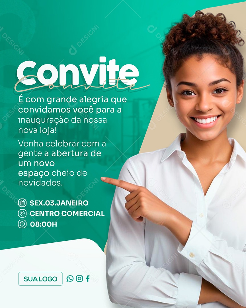 Convite de Inauguração Social Media PSD Editável