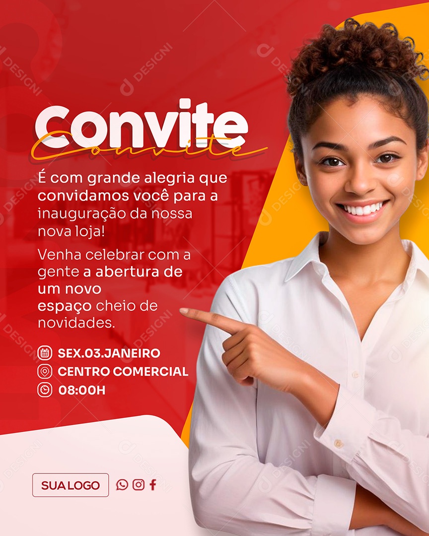 Convite de Inauguração Social Media PSD Editável