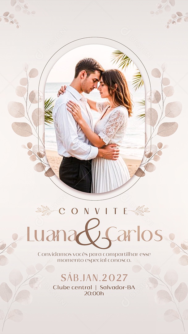 Story Convite de Casamento Social Media PSD Editável