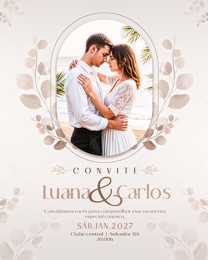 Convite de Casamento Social Media PSD Editável