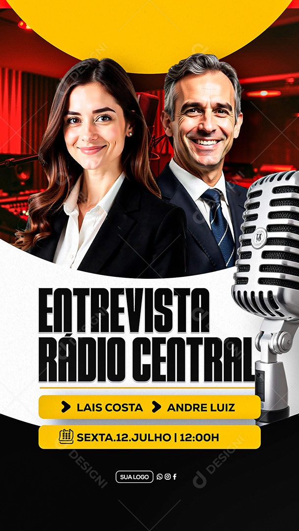 Story Entrevista Radio Central Social Media PSD Editável