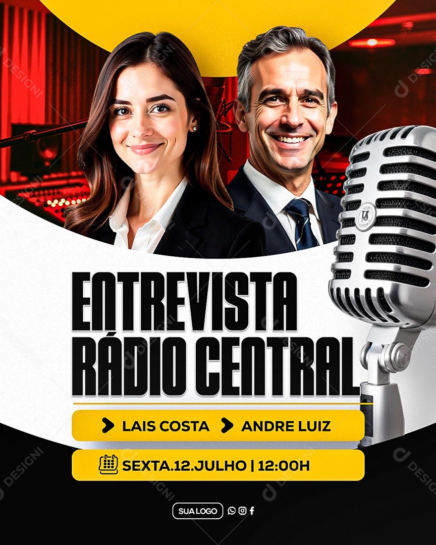 Entrevista Radio Central Social Media PSD Editável