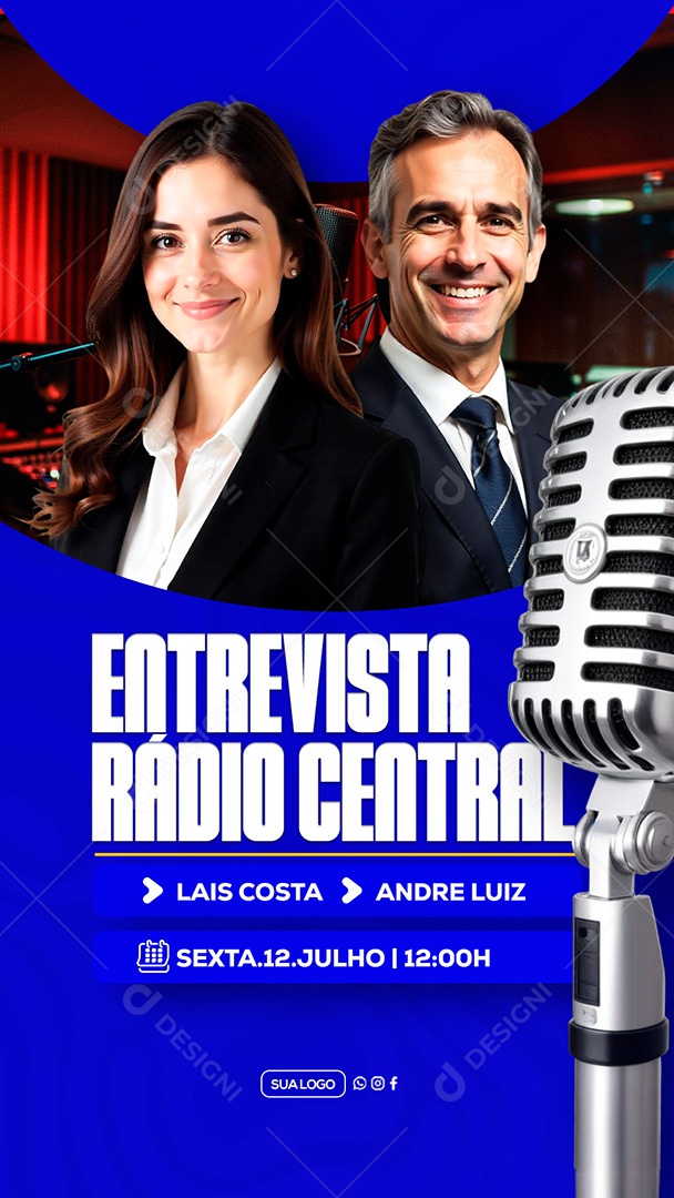 Story Entrevista Radio Central Social Media PSD Editável