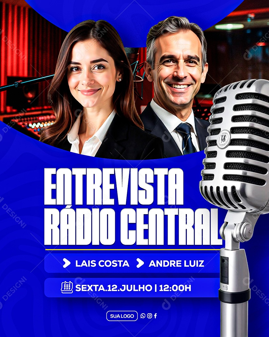 Entrevista Radio Central Social Media PSD Editável