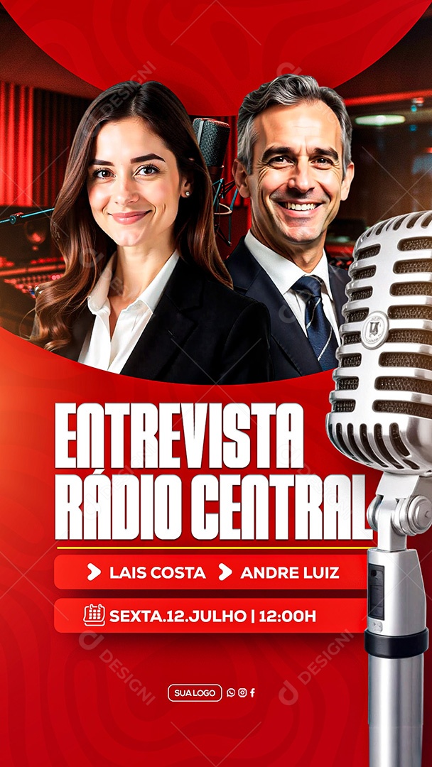 Story Entrevista Radio Central Social Media PSD Editável