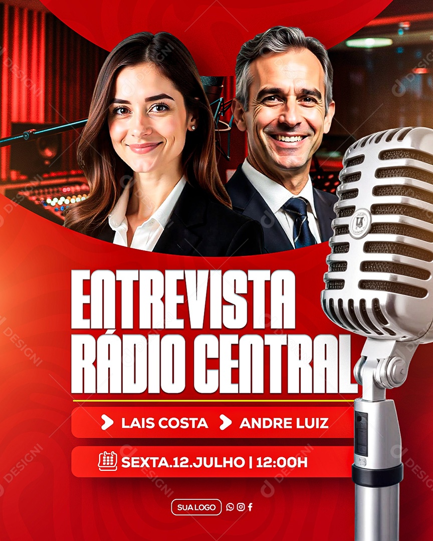 Entrevista Radio Central Social Media PSD Editável