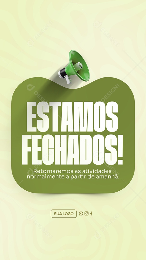 Story Estamos Fechados Social Media PSD Editável