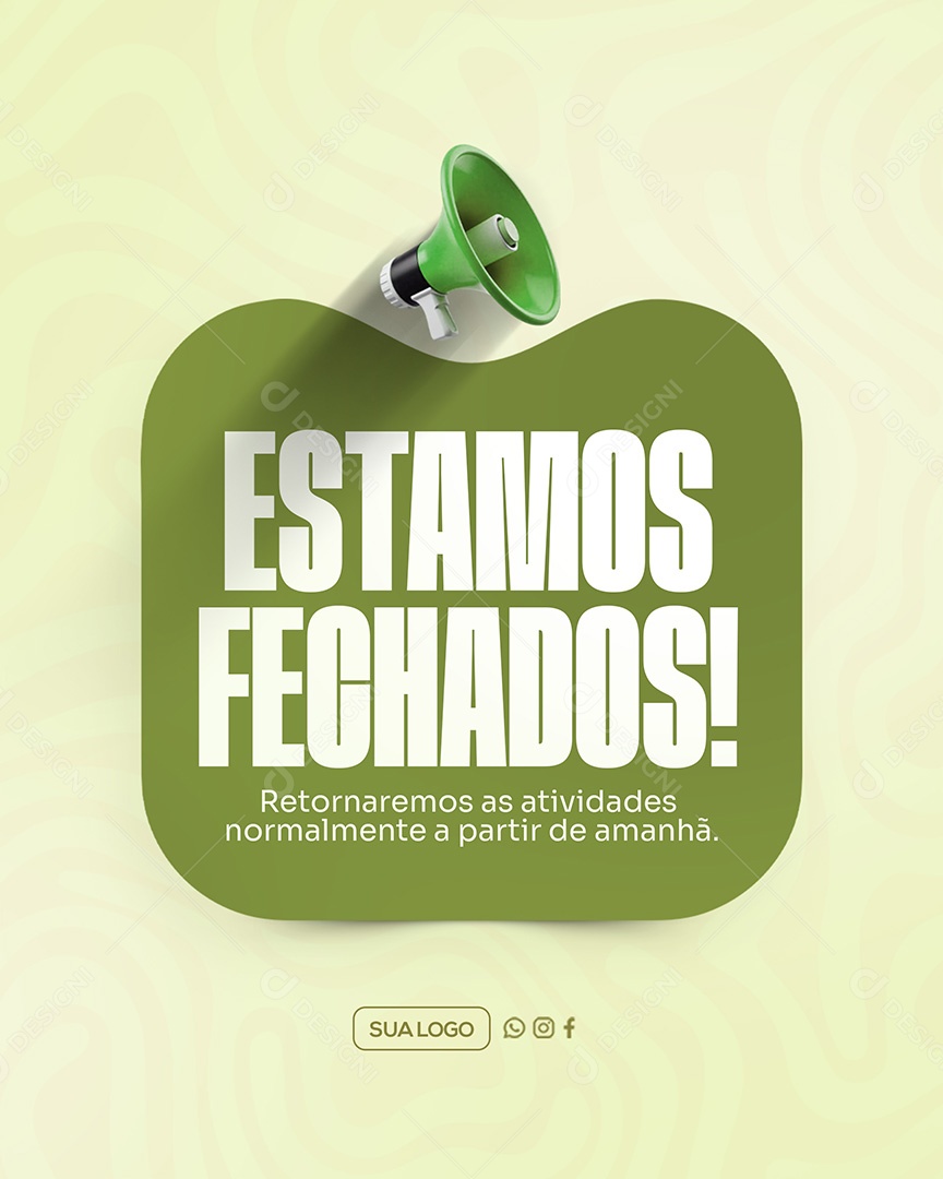 Estamos Fechados Social Media PSD Editável