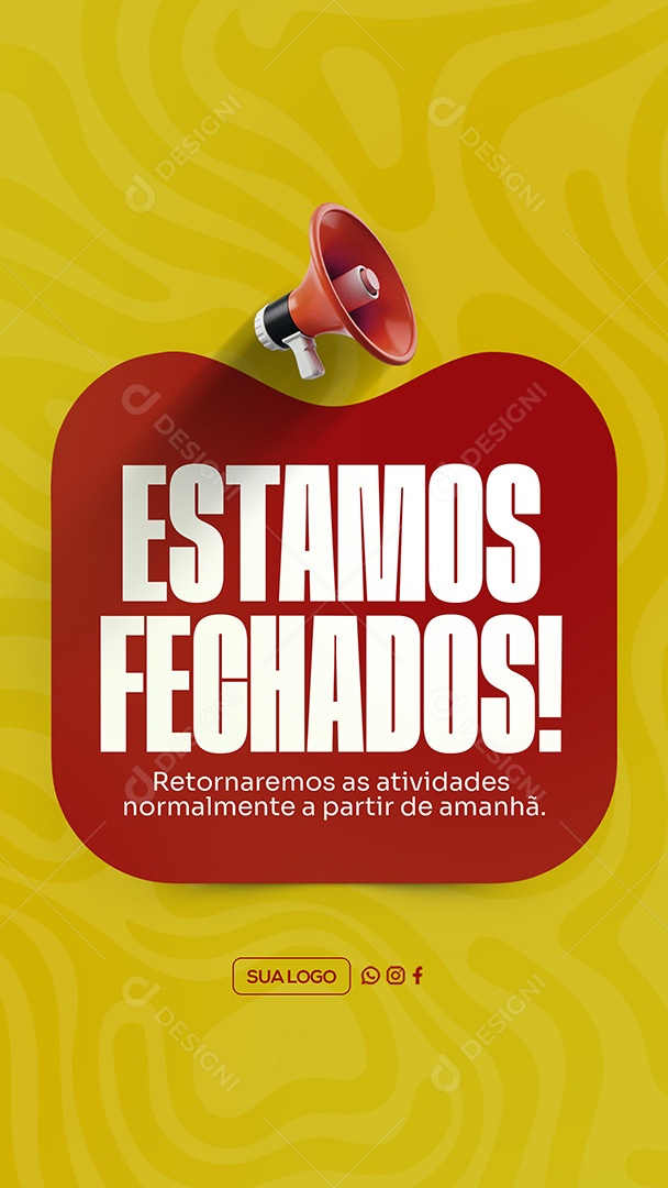 Story Estamos Fechados Social Media PSD Editável