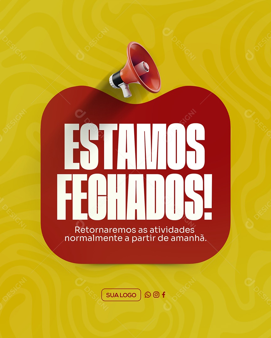 Estamos Fechados Social Media PSD Editável