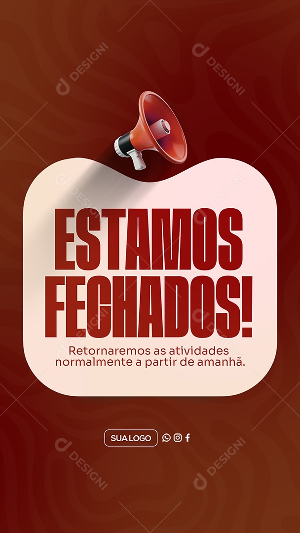 Story Estamos Fechados Social Media PSD Editável