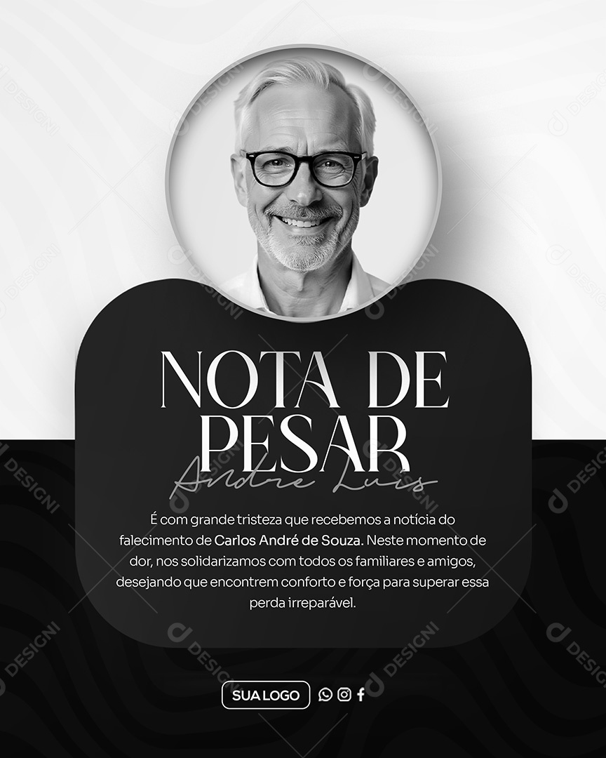 Nota de Pesar Social Media PSD Editável