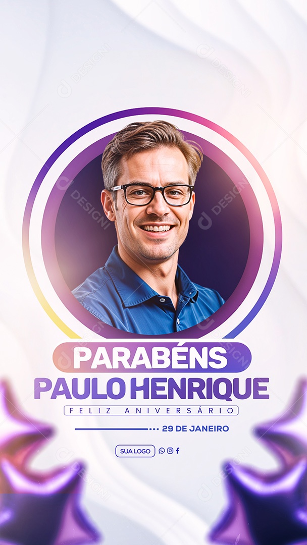 Story Feliz Aniversário Parabéns Paulo Henrique Social Media PSD Editável