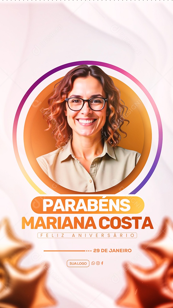 Story Feliz Aniversário Parabéns Mariana Social Media PSD Editável