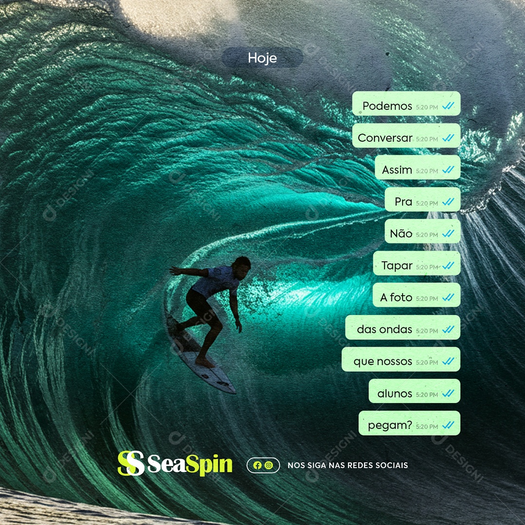 Surfe Hoje Podemos Conversar Social Media PSD Editável
