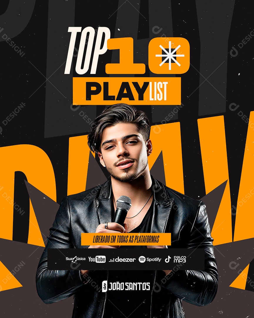 Flyer Top 10  Playlist Social Media PSD Editável
