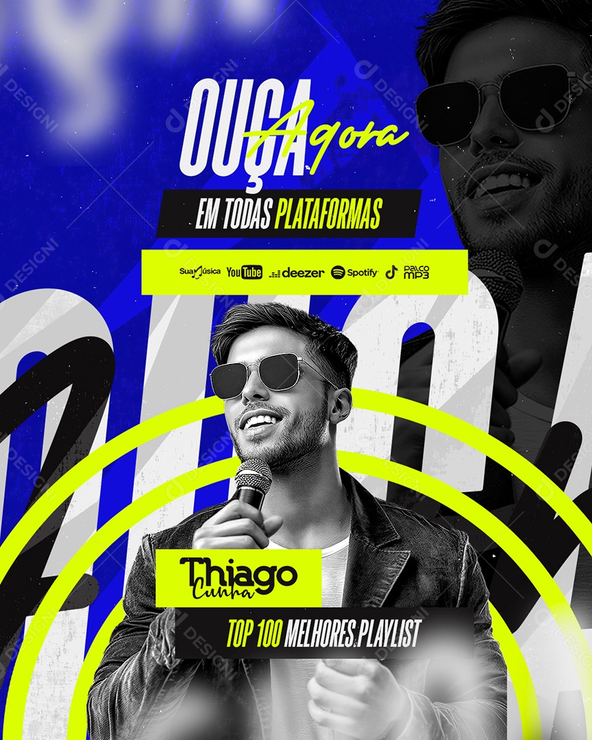 Flyer Ouça Agora Em Todas Plataformas Social Media PSD Editável