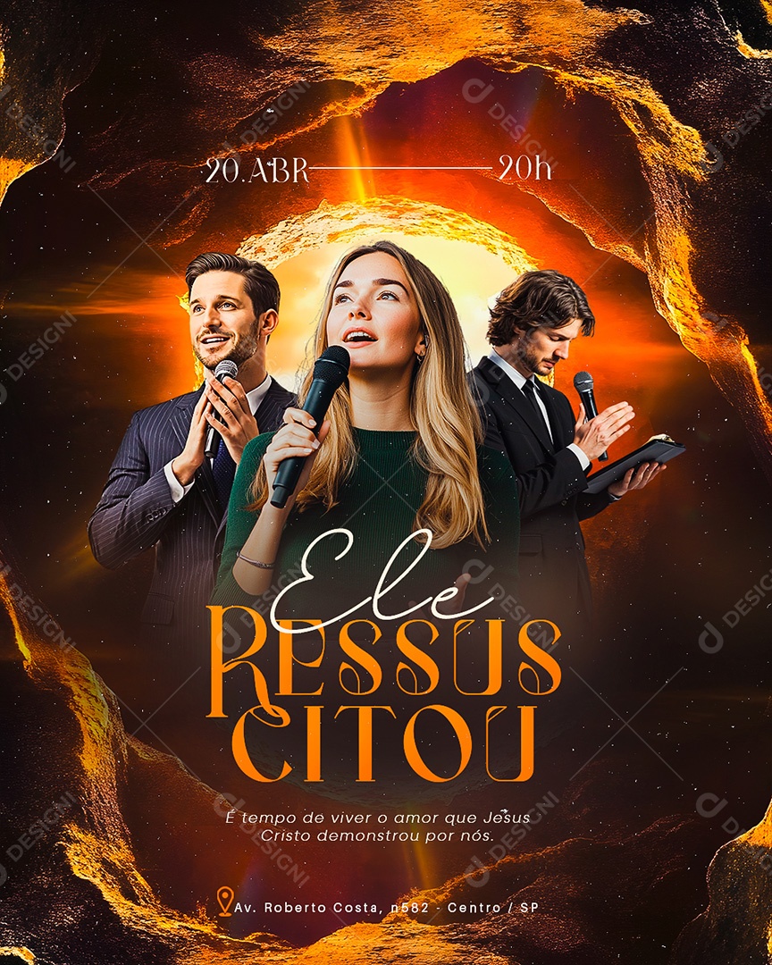 Flyer Ele Ressuscitou Social Media PSD Editável