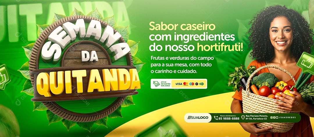 Banner Hortifruti Semana Da Quitanda Sabor Caseiro Social Media PSD Editável
