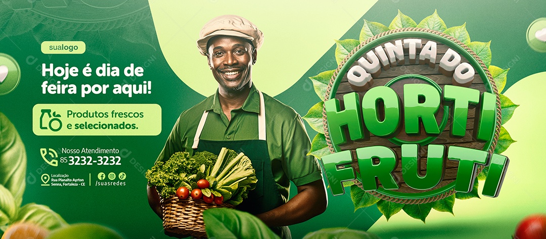 Banner Quinta Do Hortifruti Hoje é Dia de Feira Social Media PSD Editável