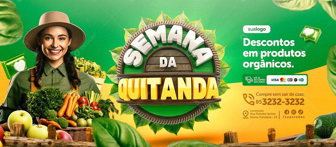 Banner Hortifruti Semana Da Quitanda Descontos Social Media PSD Editável