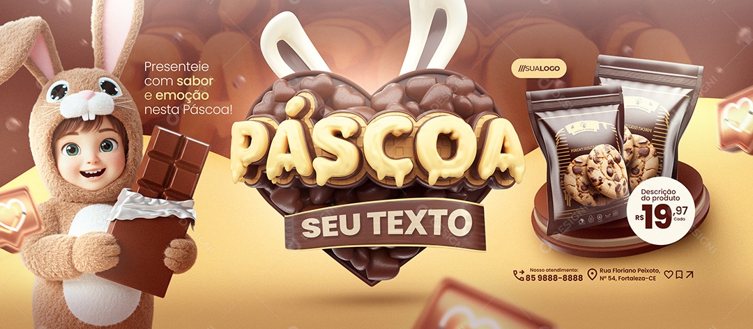 Banner Supermercado Páscoa Cookie Social Media PSD Editável