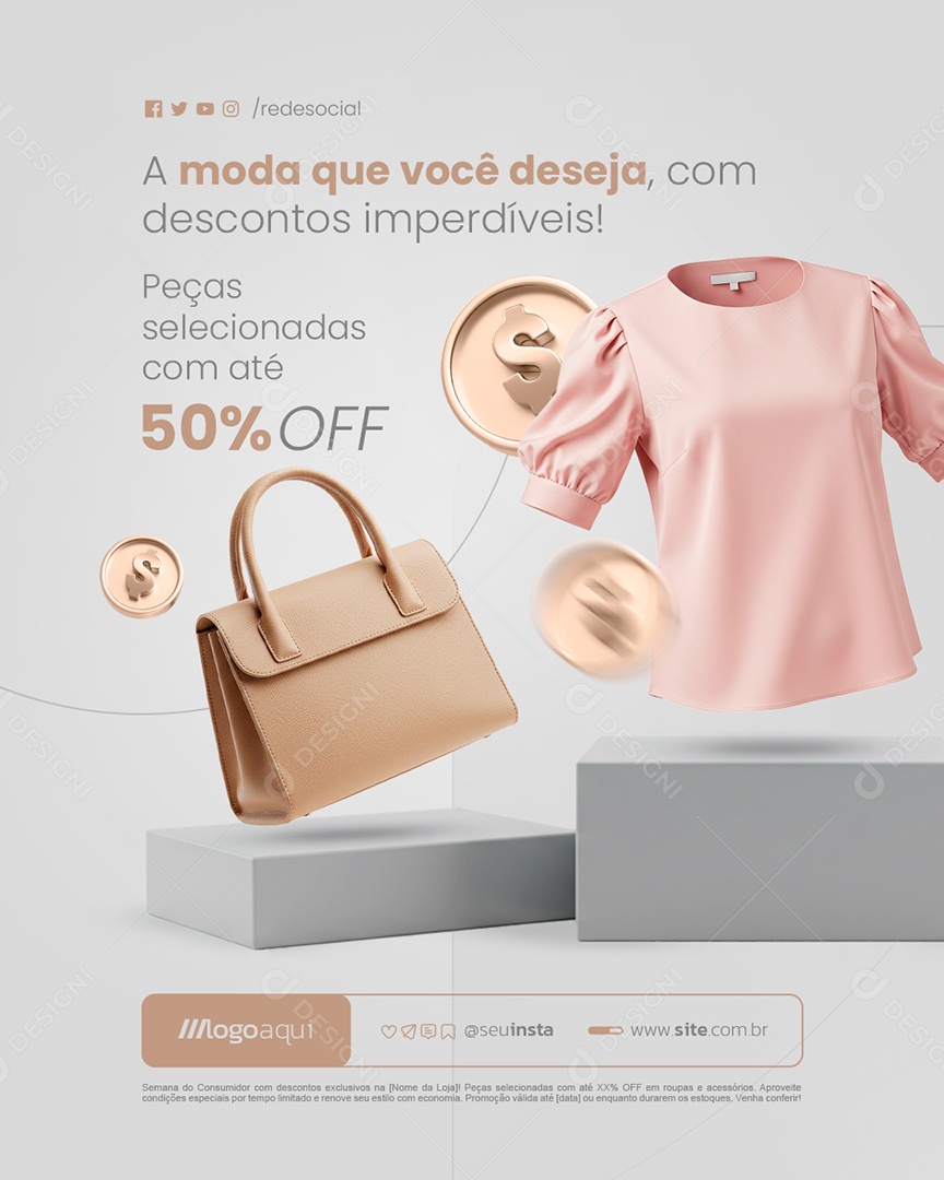 Loja de Roupas A Moda Que Você Deseja Social Media PSD Editável