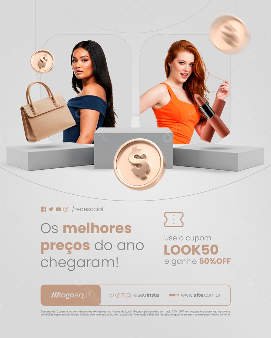 Loja de Roupas Os Melhores Preços do Ano Chegaram Social Media PSD Editável