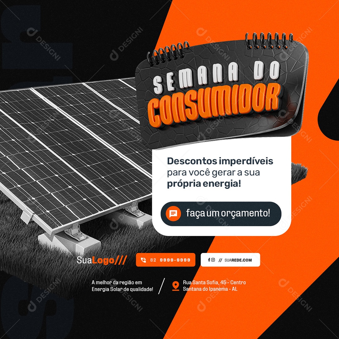 Semana do Consumidor Energia Solar Descontos Imperdíveis Social Media PSD Editável