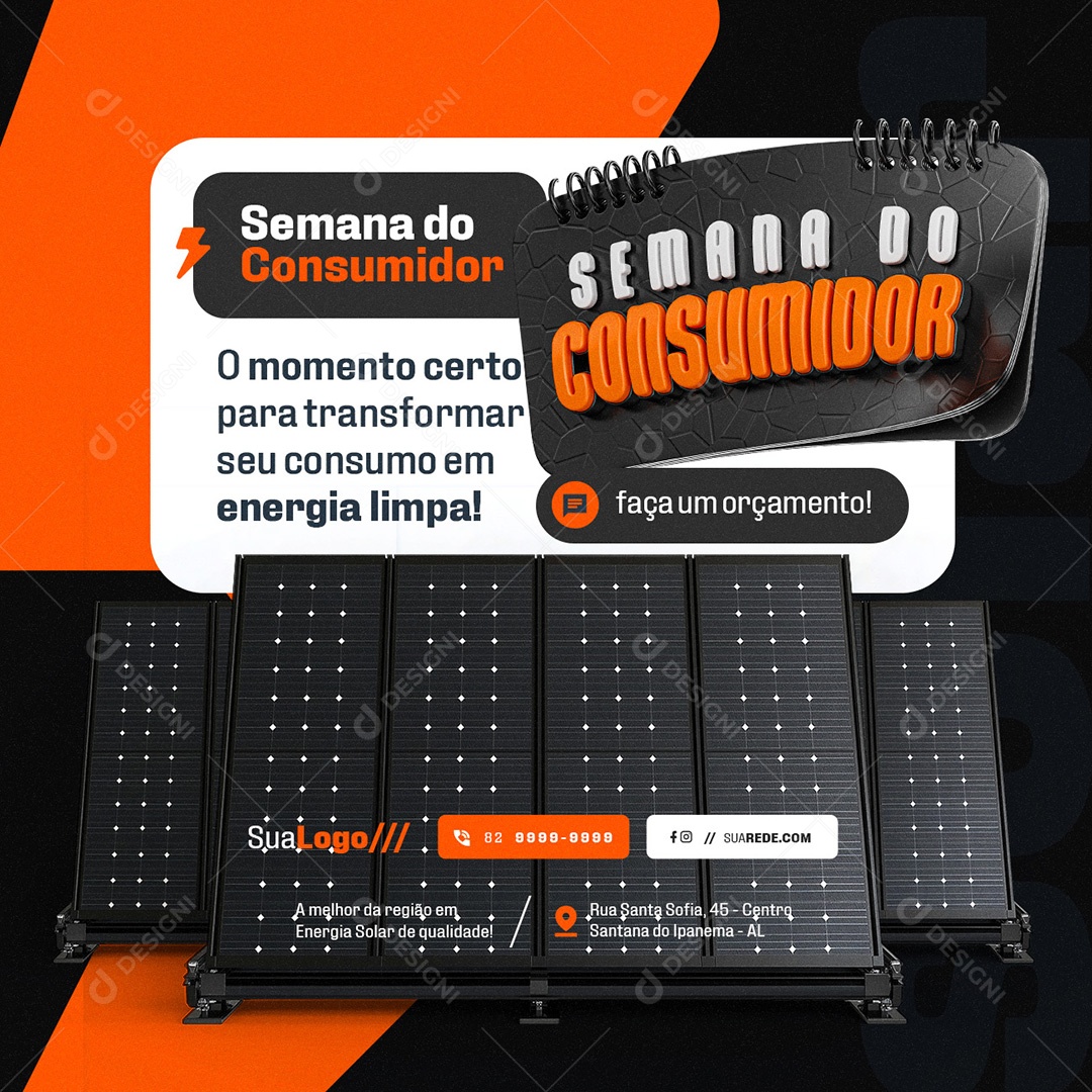 Semana do Consumidor Energia Solar Faça um Orçamento Social Media PSD Editável