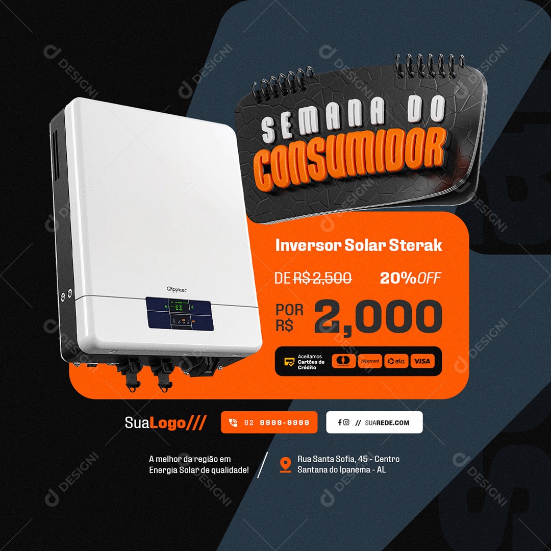 Semana do Consumidor Energia Solar Inversor Solar Sterak Social Media PSD Editável