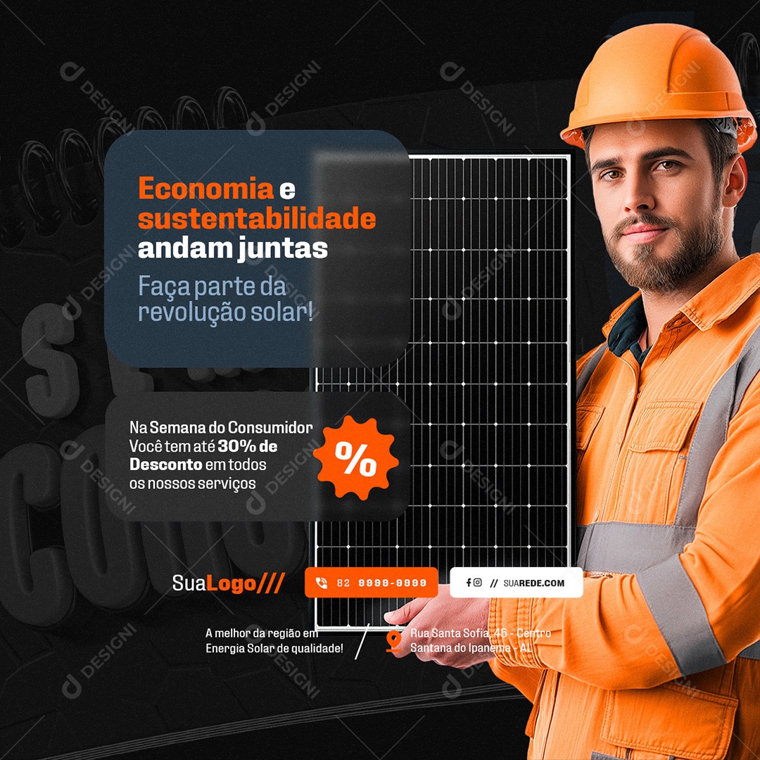 Semana do Consumidor Energia Solar Economia e Sustentabilidade Social Media PSD Editável