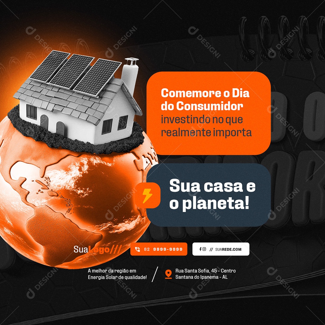 Semana do Consumidor Energia Solar Sua Casa e o Planeta Social Media PSD Editável