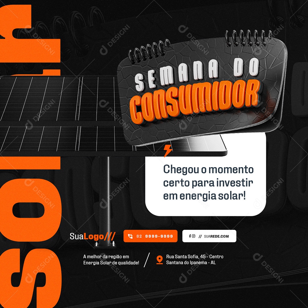 Semana do Consumidor Energia Solar Chegou o Momento Social Media PSD Editável